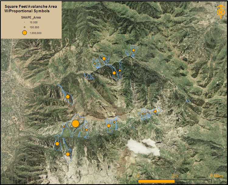 Avalanche Map by graduated symbol