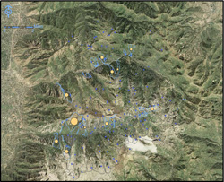 thumb image of same mountains but mapped by frequency
